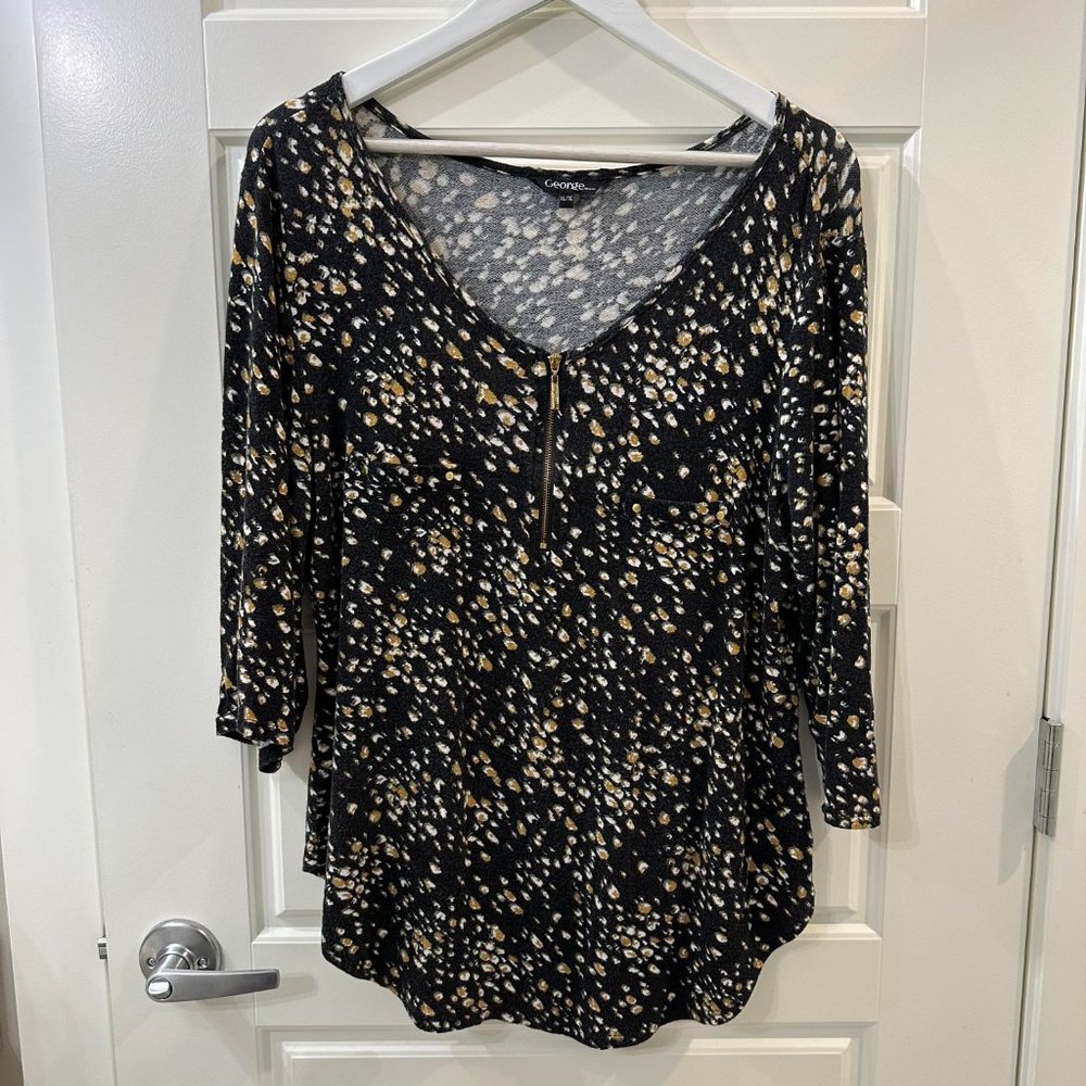 George Animal Print Polka Dot 3/4 Sleeve Top